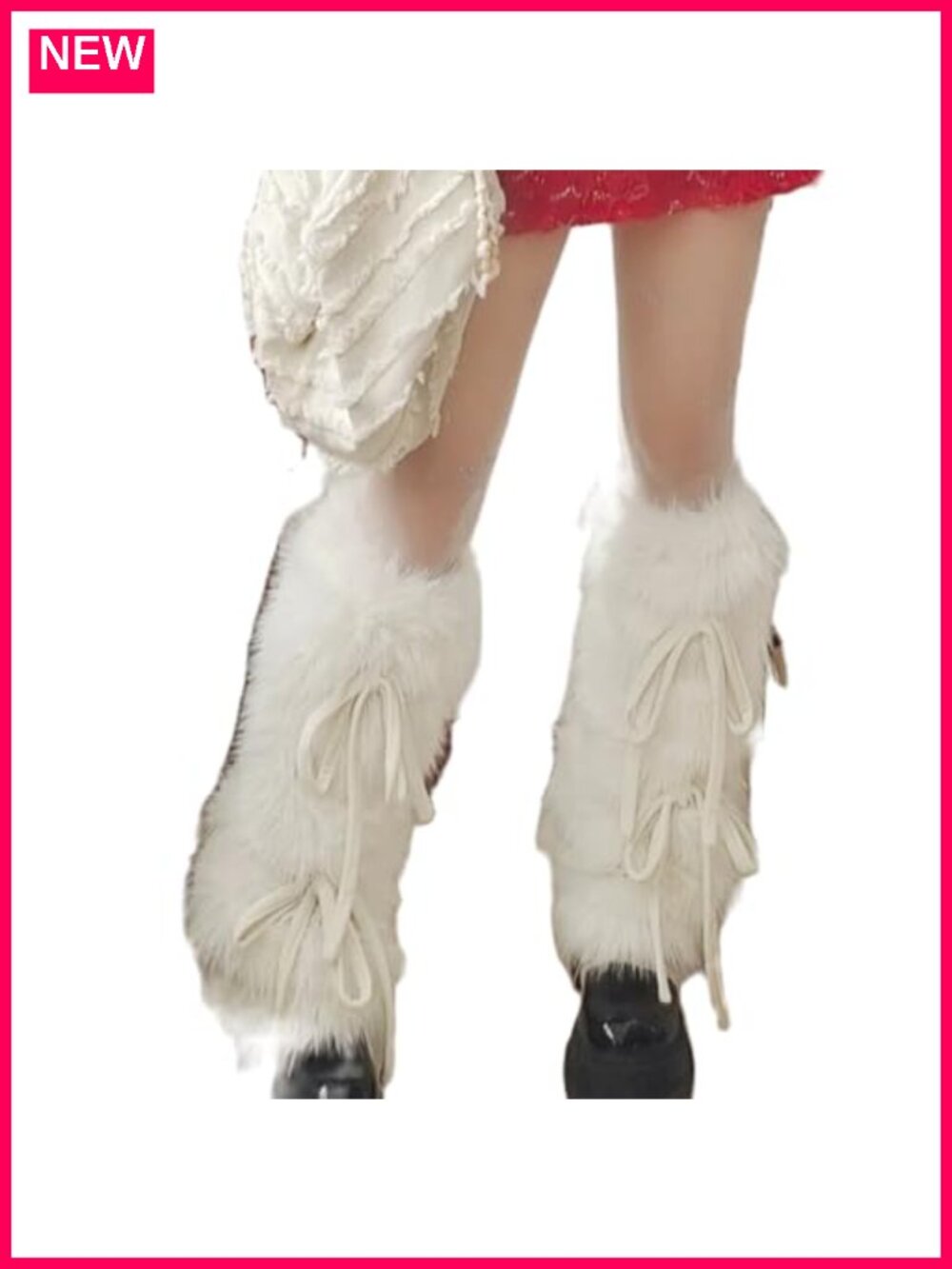 Fuzzy Faux Fur Leg Warmers Bow Tie Boot Cuffs